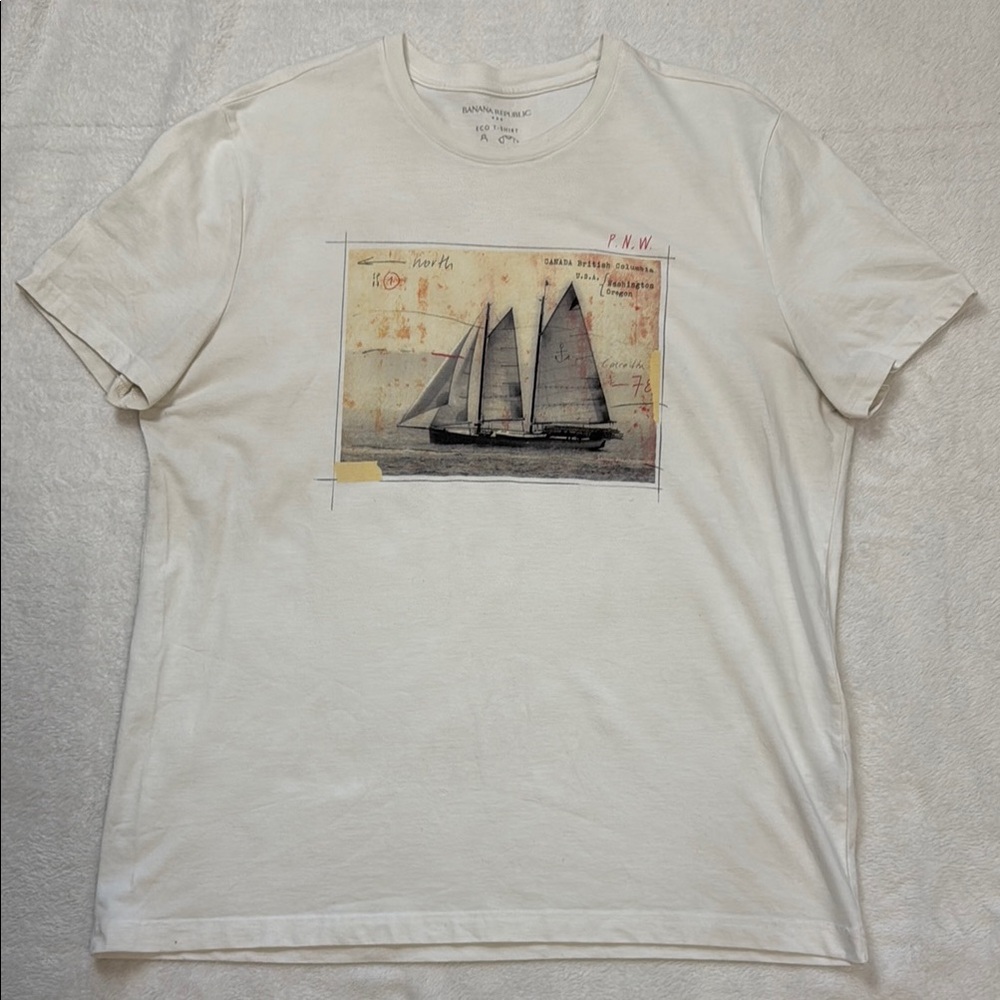 Banana Republic Off-White Sailboat Graphic Tee